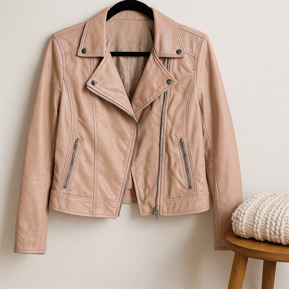 JustFab Blush Leather Jacket